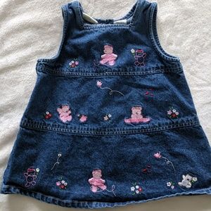 Baby Jean Dress with pink teddy bears size 6/9 mos